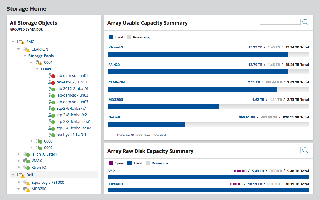 screenshot of Solarwinds Storage Resource Manager